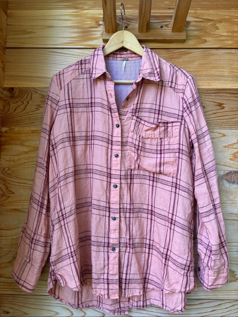 Free People No Limits Plaid Linen Tunic Shirt – XS (Oversized Fit)